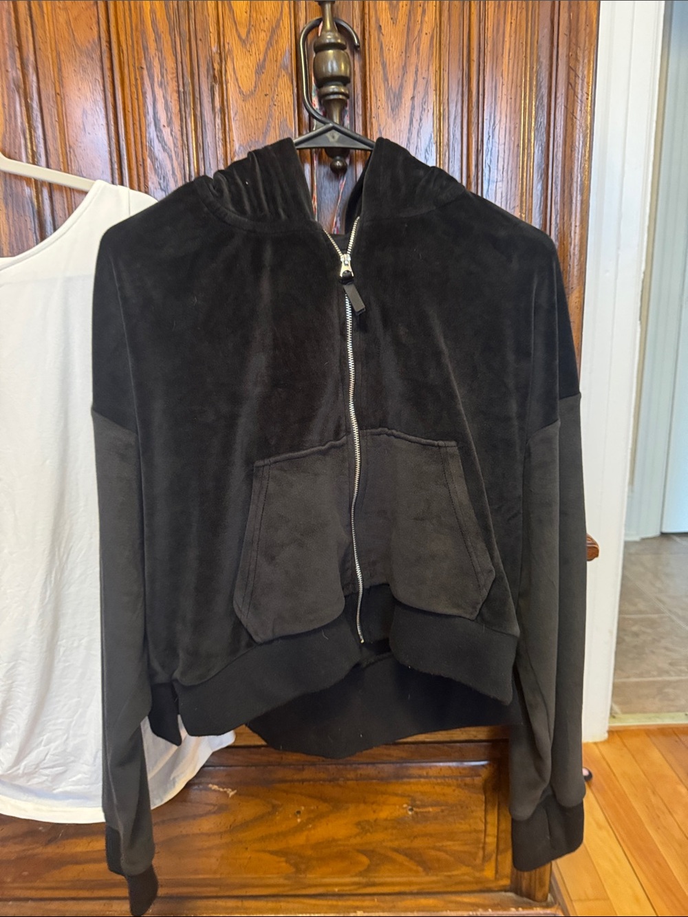 Jessica Simpson Black Hooded Zip Bomber Jacket